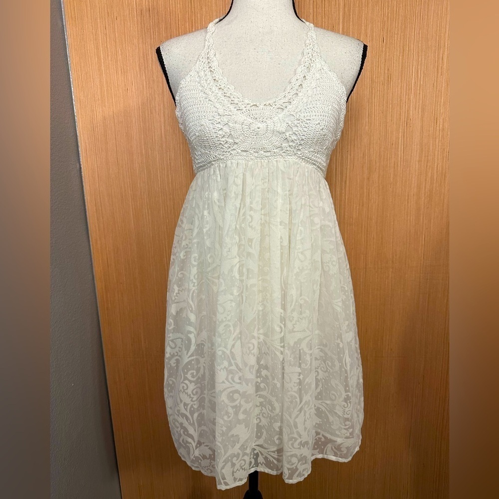 RAGA White Crochet Top Mini Dress, Size Small (v)